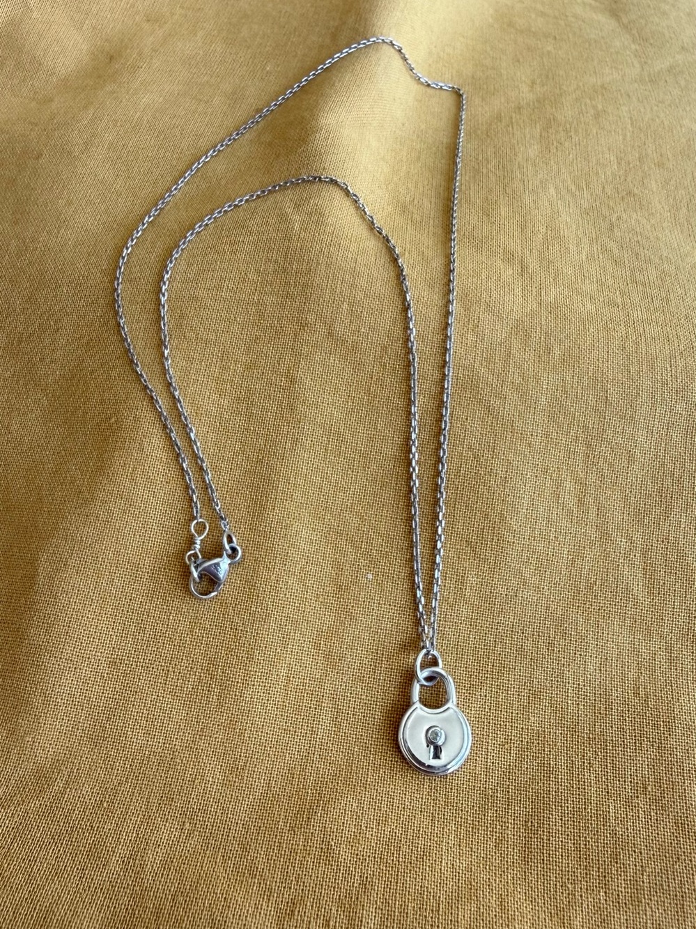 Monica Vinader Sterling Silver and Sapphire Padlock Charm Necklace 18”